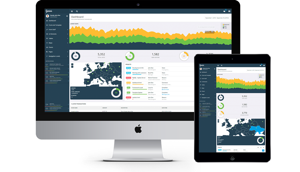 Gemini - Responsive Bootstrap Admin Template