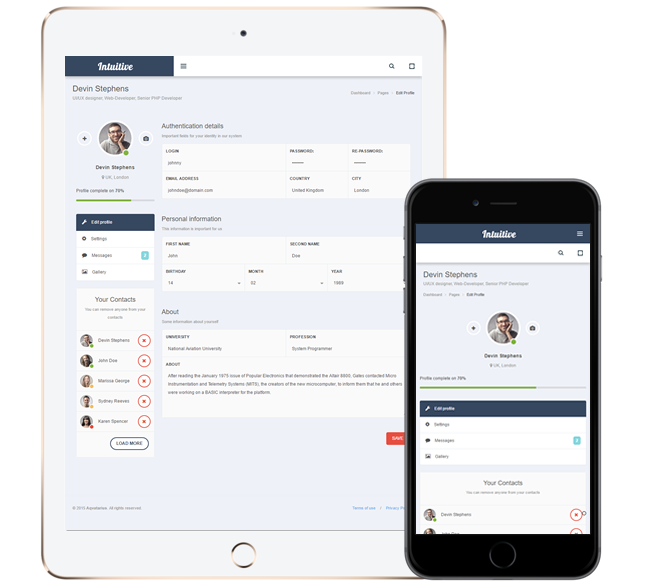 Intuitive - Bootstrap Admin Dashboard Template